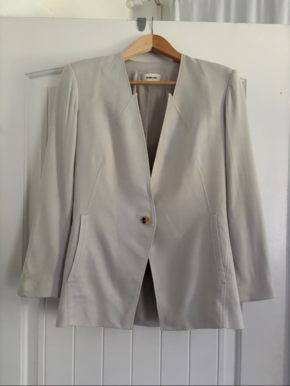 Helmut Lang Light Cream Single-Button Blazer